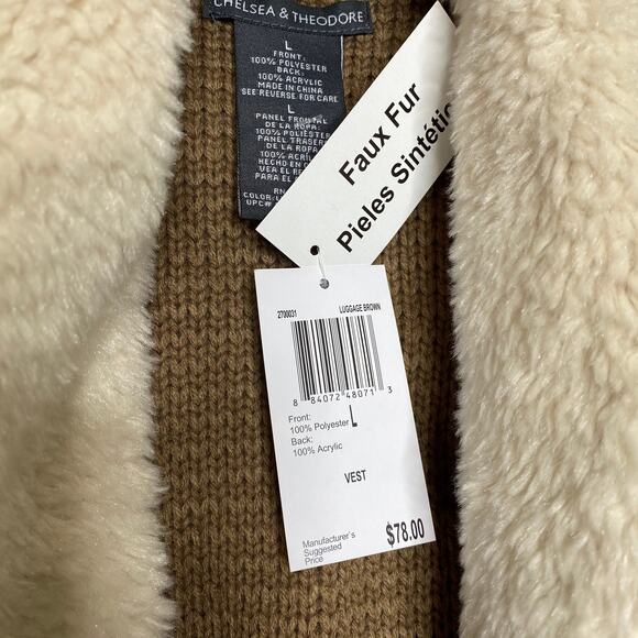 Chelsea and Theodore Faux Fur Vest Size Large - Picture 4 of 5
